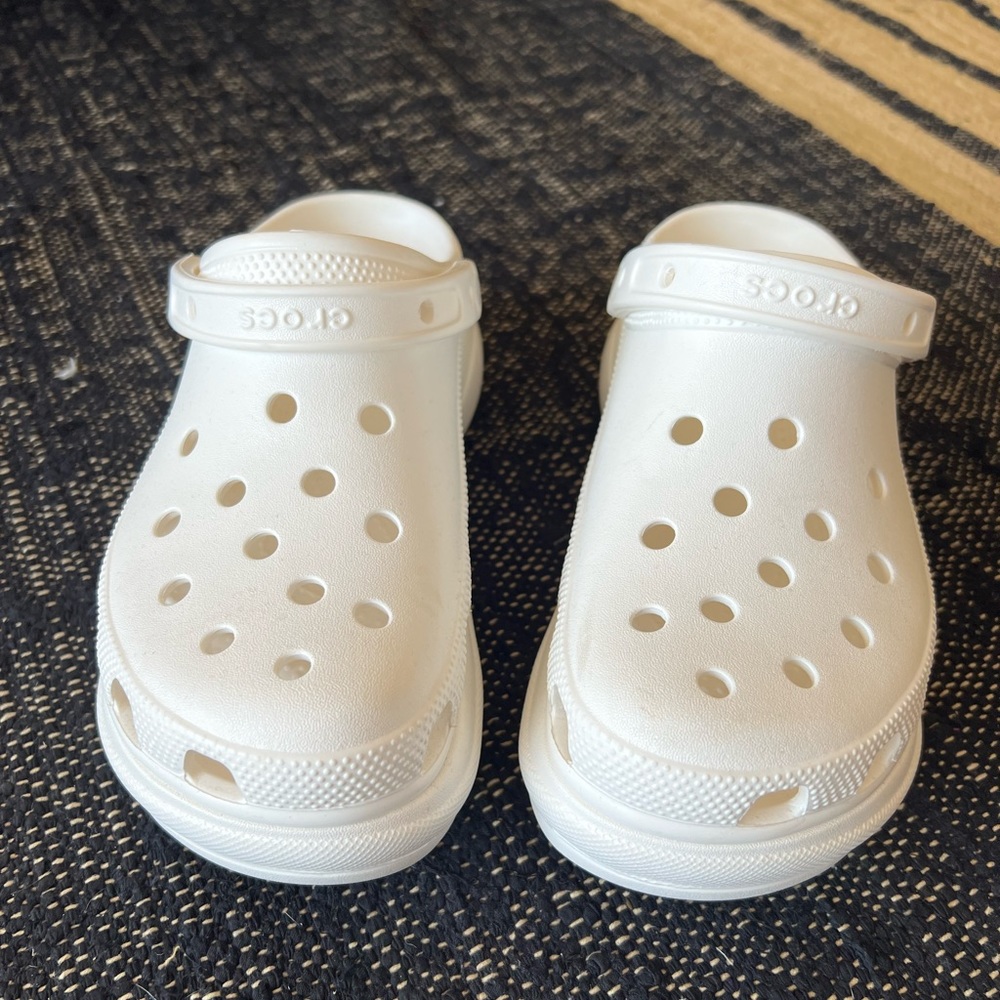 Womens White Platform Crocs in 8